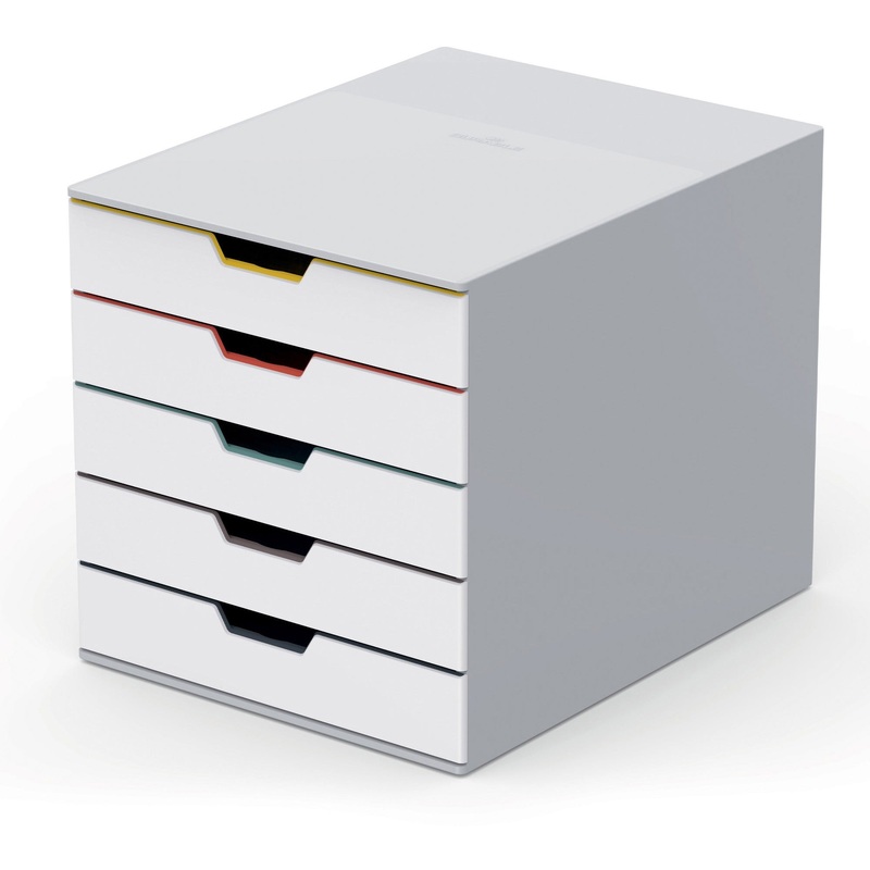 DURABLE VARICOLOR MIX 5 Drawer Desktop Storage Box, White/Multicolor – DBL762527