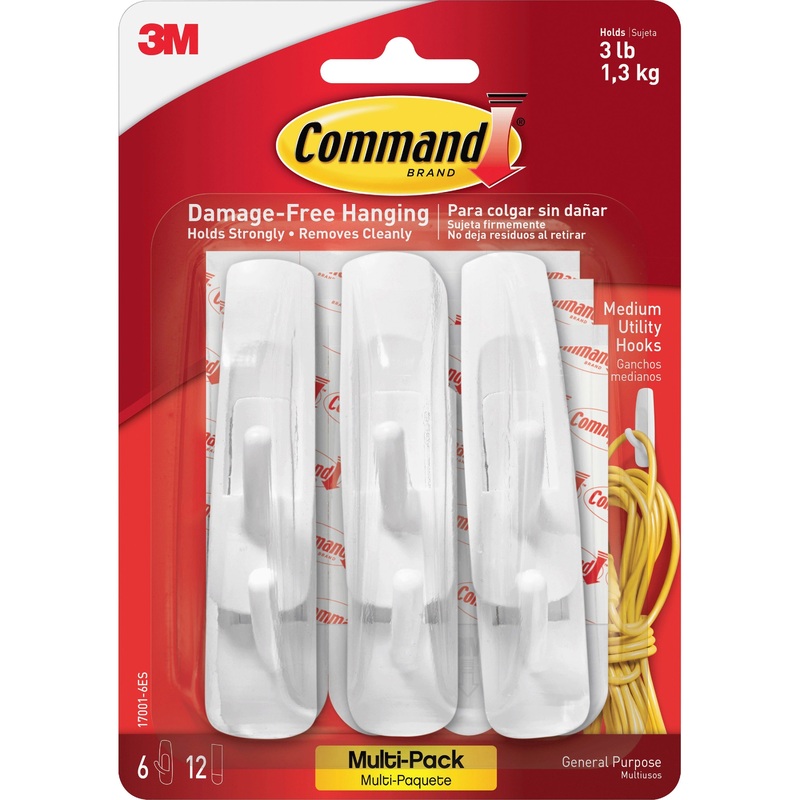 Command Medium Utility Hooks with Adhesive Strips – MMM170016ES