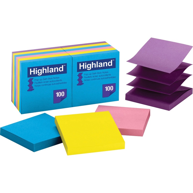 Highland Self-sticking Bright Pop-up Notepads – MMM6549PUB