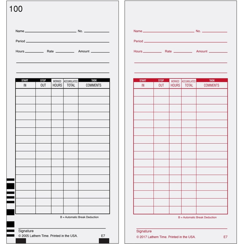 Lathem 7000E Double-Sided Time Cards – LTHE7100