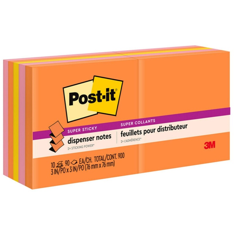 Post-it Super Sticky Dispenser Notes – Energy Boost Color Collection – MMMR33010SSAU