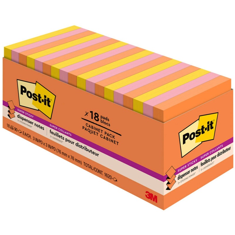 Post-it Super Sticky Dispenser Notes – Energy Boost Color Collection – MMMR33018SSAUCP