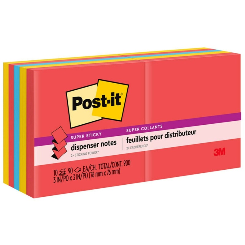 Post-it Super Sticky Dispenser Notes – Playful Primaries Color Collection – MMMR33010SSAN