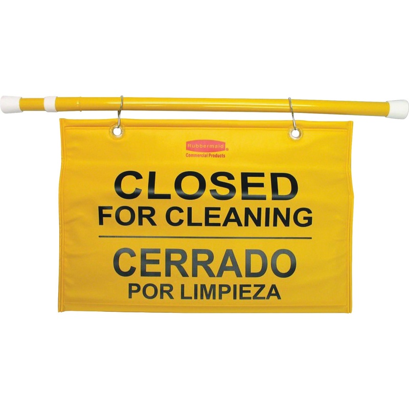 Rubbermaid Commercial Multilingual Closed for Cleaning Safety Sign – RCP9S1600YL
