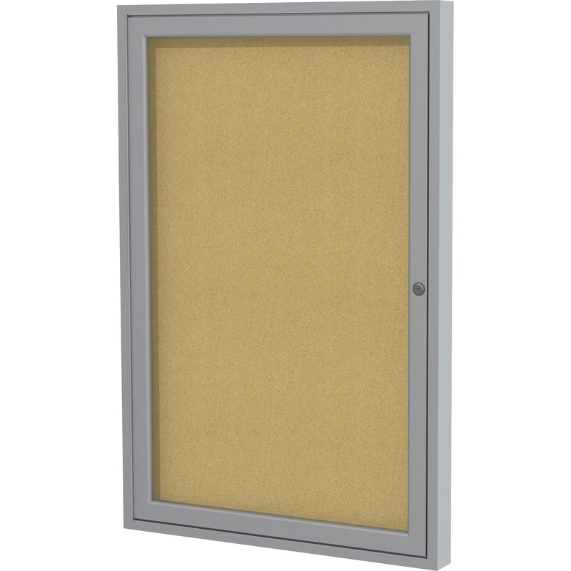 Ghent 1 Door Enclosed Natural Cork Bulletin Board with Satin Frame – GHEPA12418K