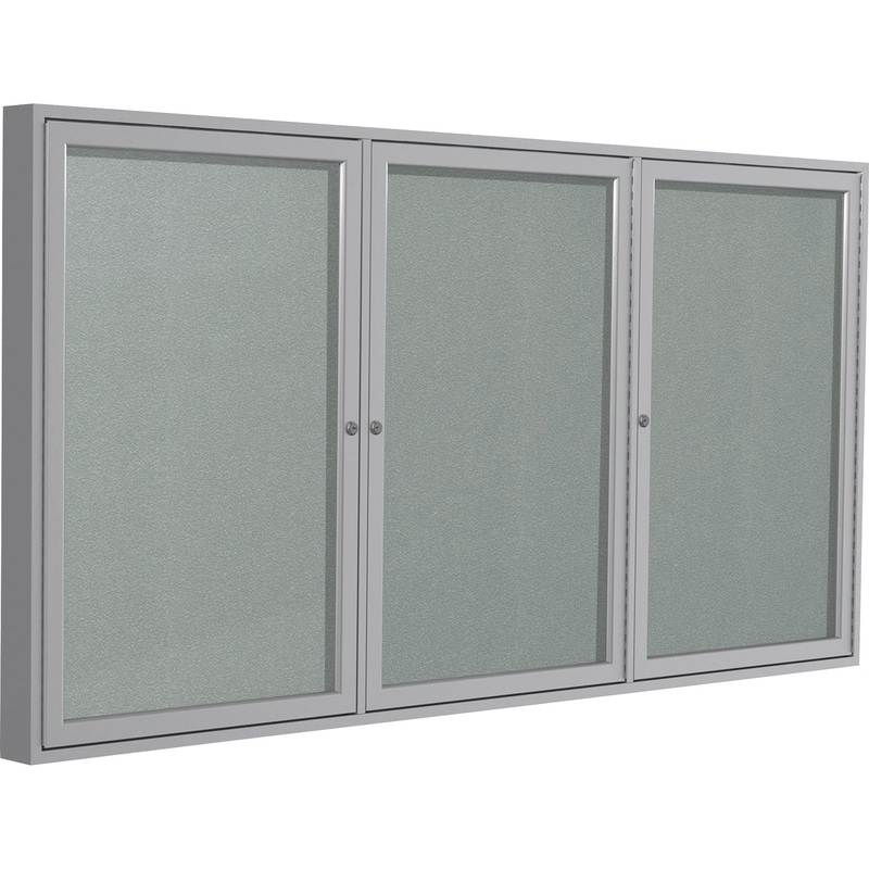 Ghent 3 Door Enclosed Vinyl Bulletin Board with Satin Frame – GHEPA34872VX193
