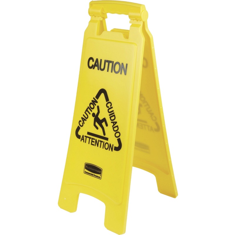 Rubbermaid Commercial Multi-Lingual Caution Floor Sign – RCP611200YW