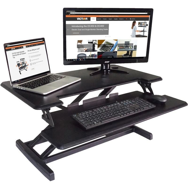 Victor High Rise Height Adjustable Compact Standing Desk with Keyboard Tray – VCTDCX610