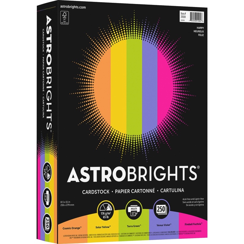 Astrobrights Color Card Stock Happy , 5 Assorted Colours – WAU21004