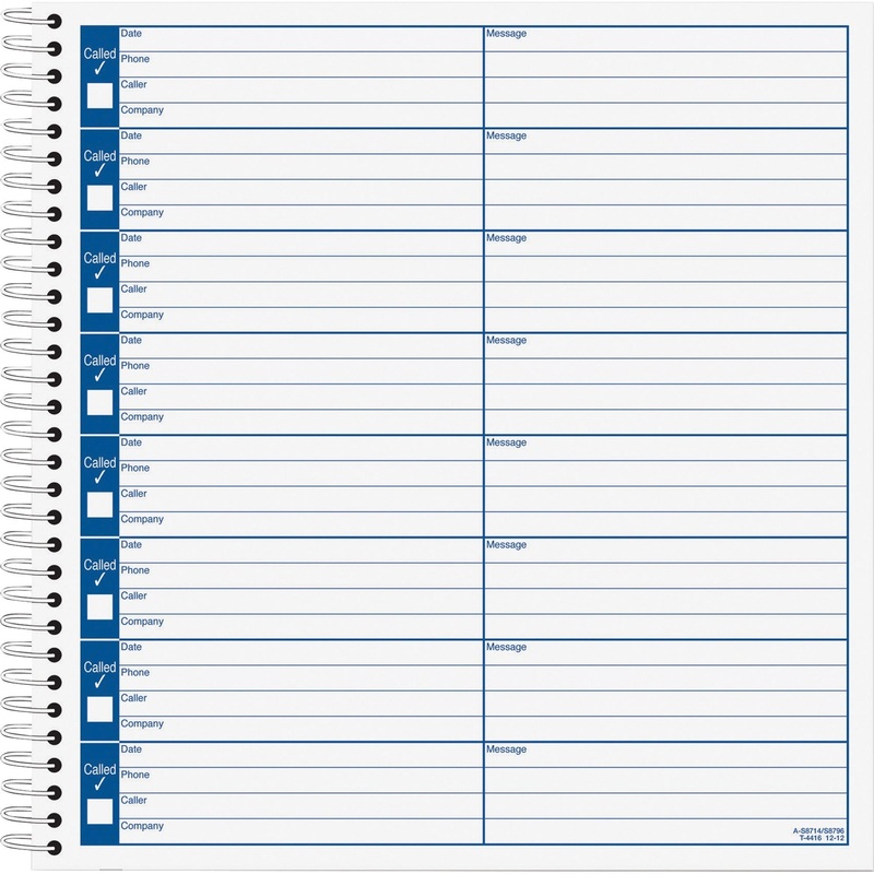 TOPS Spiral Bound Voice Message Log Book – TOP4416