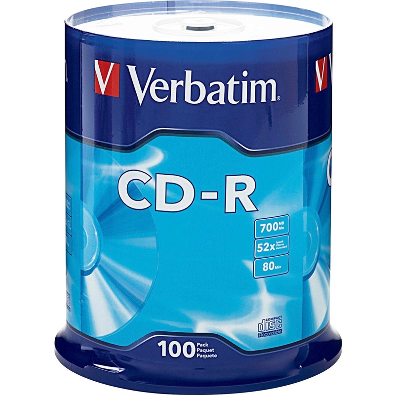 Verbatim CD-R 700MB 52X with Branded Surface – 100pk Spindle – VER94554