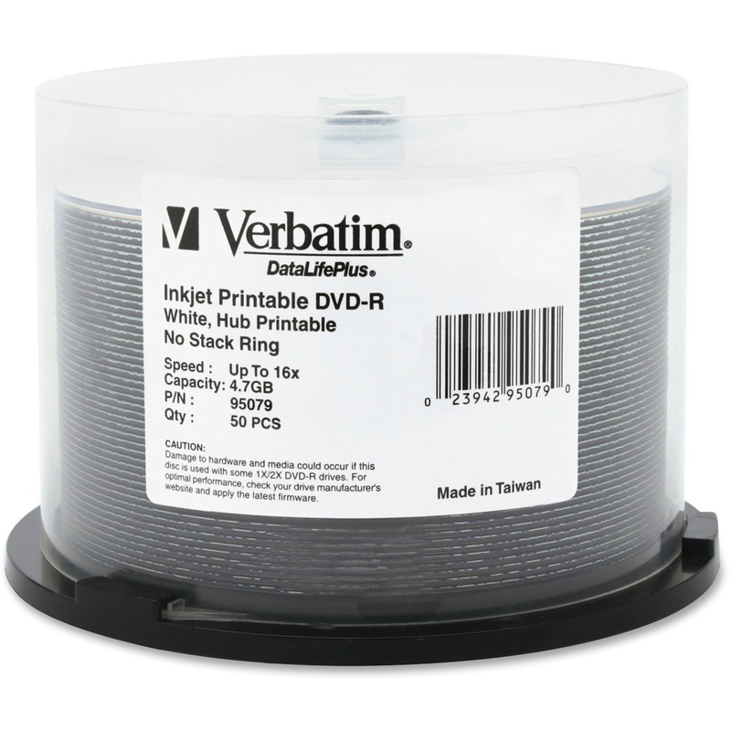 Verbatim DataLifePlus 95079 DVD Recordable Media – DVD-R – 16x – 4.70 GB – 50 Pack Spindle – VER95079