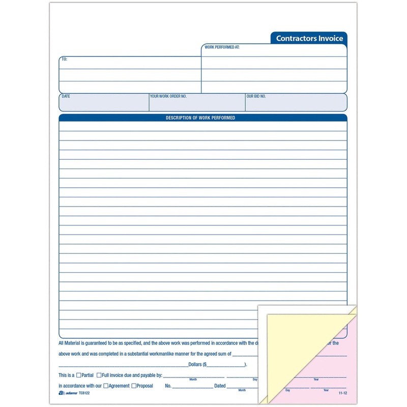 Adams Contractor’s Invoice Book – ABFTC8122