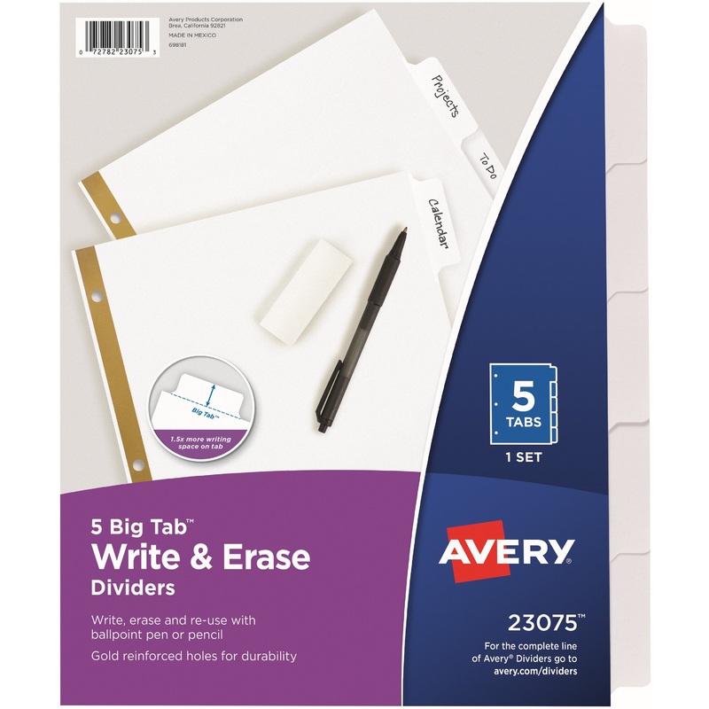 Avery Big Tab Eraseable Write-On Dividers – AVE23075