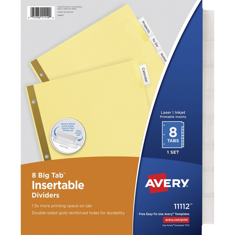 Avery Big Tab Insertable Dividers – Reinforced Gold Edge – AVE11112