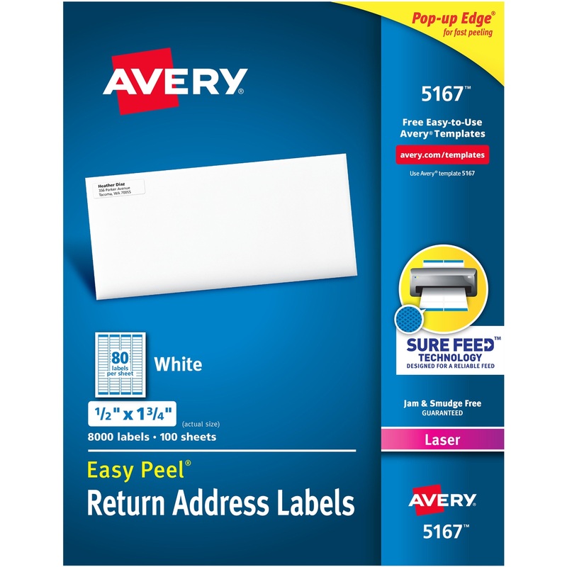 Avery Easy Peel Return Address Labels with Sure Feed Technology – AVE5167