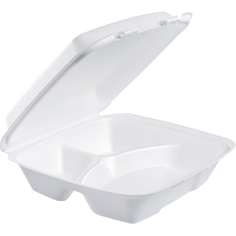 Dart Large 3-compartment Foam Carryout Trays – DCC90HT3R