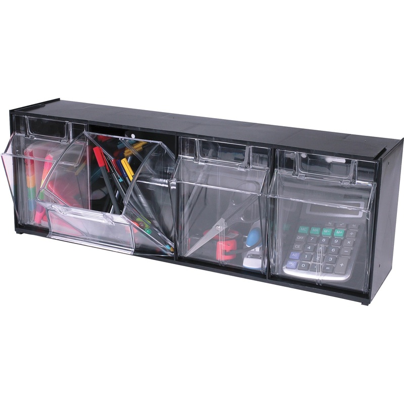 Deflecto Tilt Bin Interlocking Multi-Bin Storage Organizer – DEF20404OP