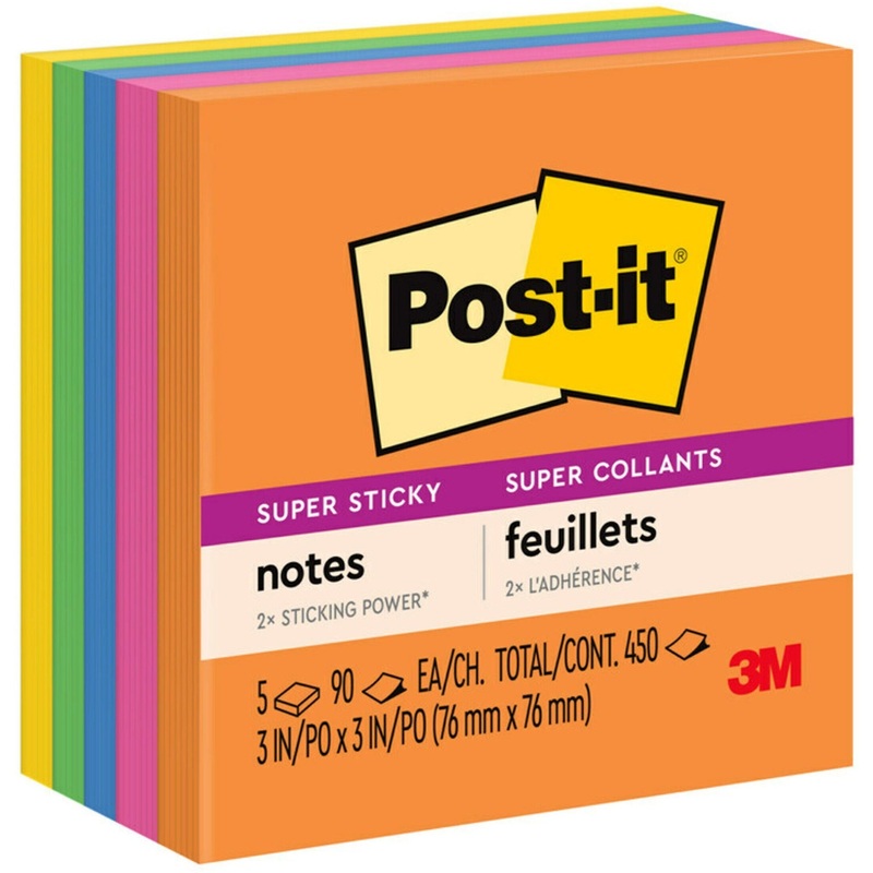 Post-it Super Sticky Notes – Energy Boost Color Collection – MMM6545SSUC