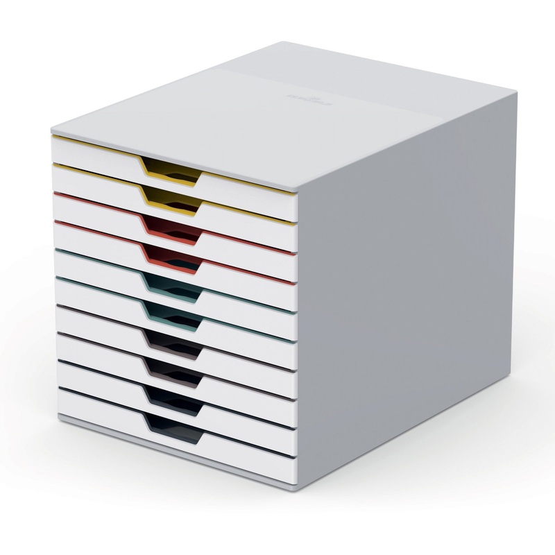 DURABLE VARICOLOR MIX 10 Drawer Desktop Storage Box, White/Multicolor – DBL763027