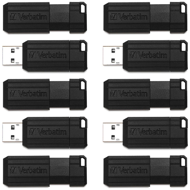 Microban 64GB PinStripe USB Flash Drive – Business 10pk – Black – VER70901