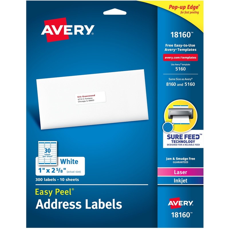 Avery Easy Peel Address Labels – Sure Feed Technology – AVE18160