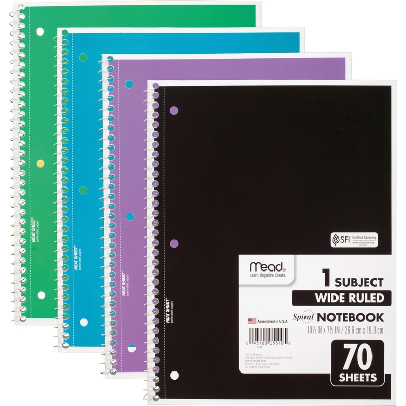 Mead 1 Subject Wide Ruled Spiral Notebook – MEA72873