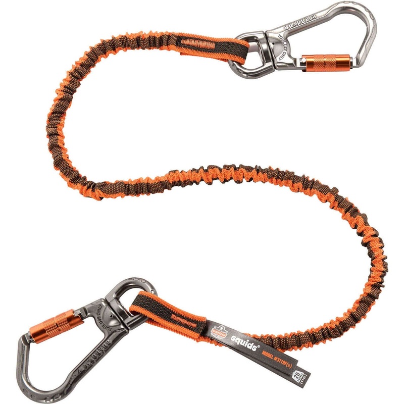 Squids 3119F(x) Double-Locking Dual Carabiner Tool Lanyard with Swivel – 25lbs – EGO19829