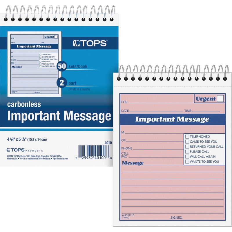 TOPS 1CPP Duplicate Important Message Book – TOP4010