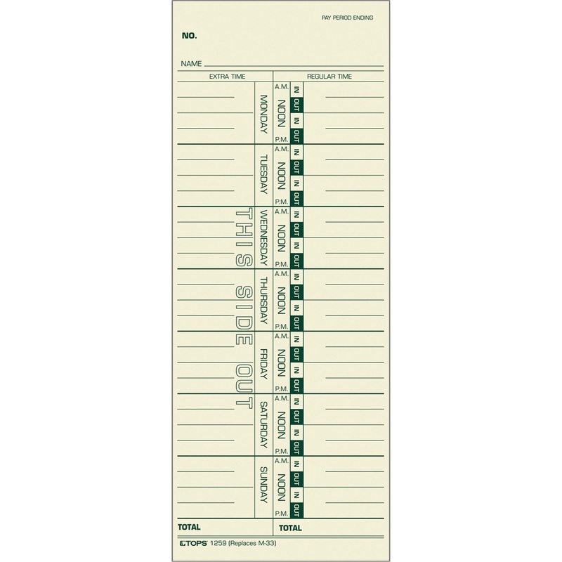 TOPS Weekly Time Cards – TOP1259