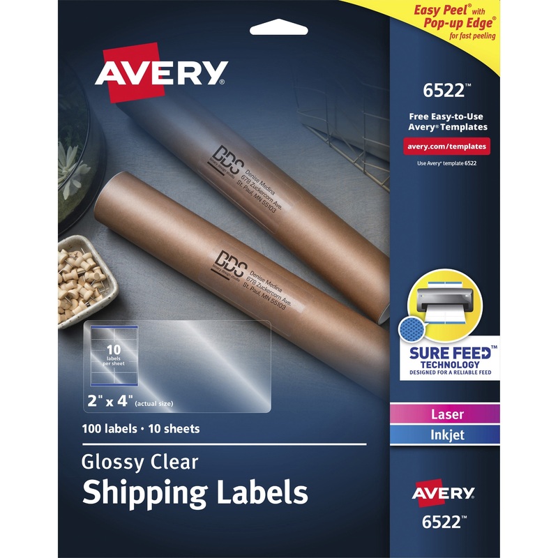 Avery Easy Peel High Gloss Clear Mailing Labels – AVE6522
