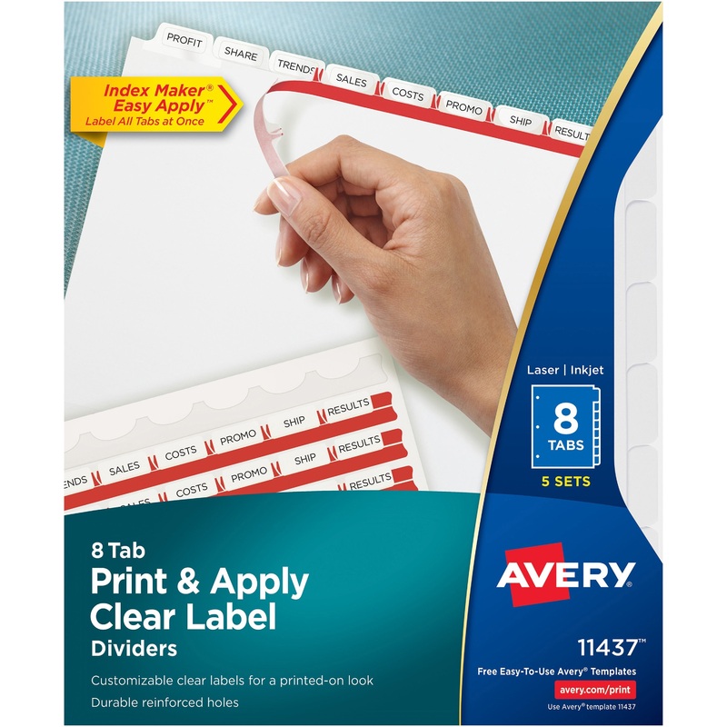 Avery Print & Apply Clear Label Dividers – Index Maker Easy Apply Label Strip – AVE11437