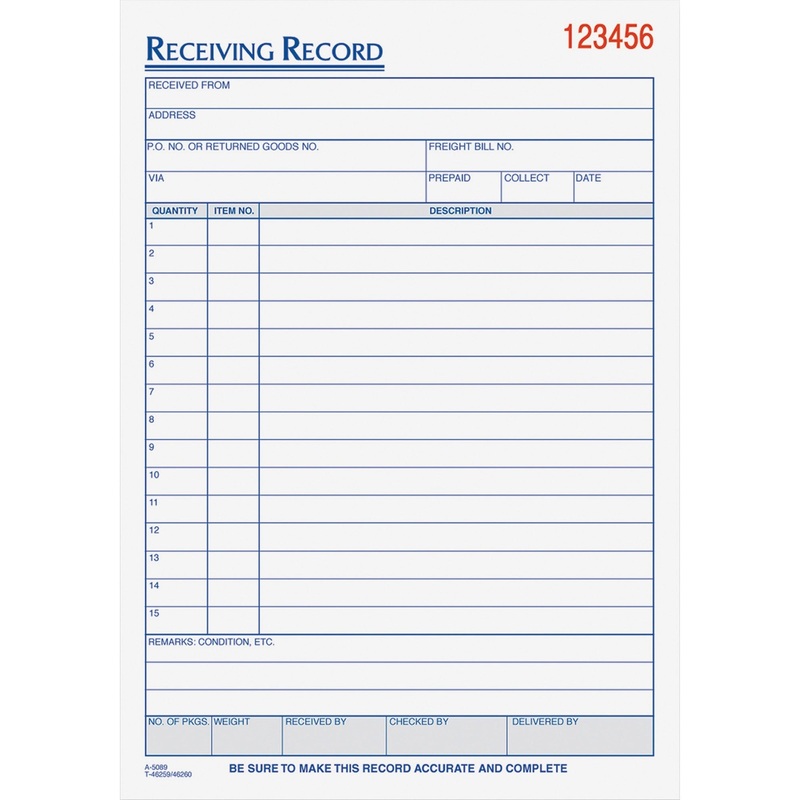 TOPS Carbonless Receiving Record Forms – TOP46260