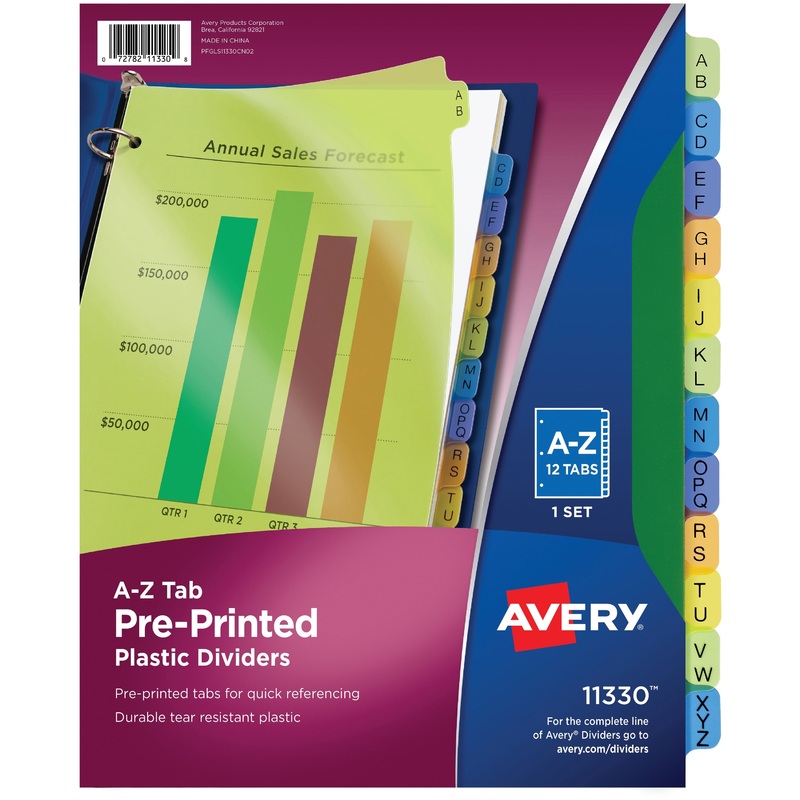 Avery Preprinted A-Z Plastic Dividers – AVE11330