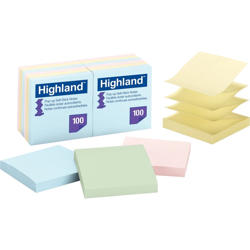Highland Self-sticking Pastel Pop-up Notepads – MMM6549PUA