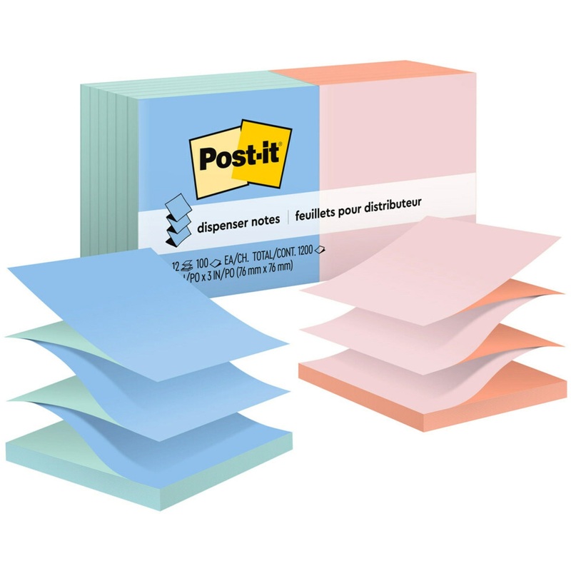 Post-it Dispenser Notes – Alternating Pastel Colors – MMMR330UALT