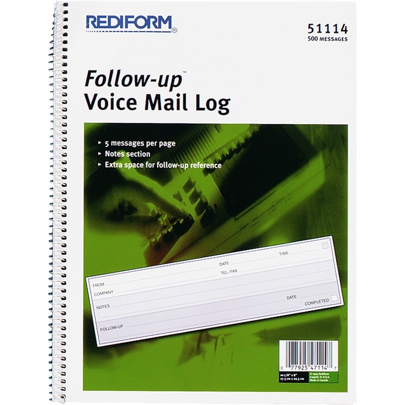 Rediform Follow-Up Voice Mail Log Book – RED51114