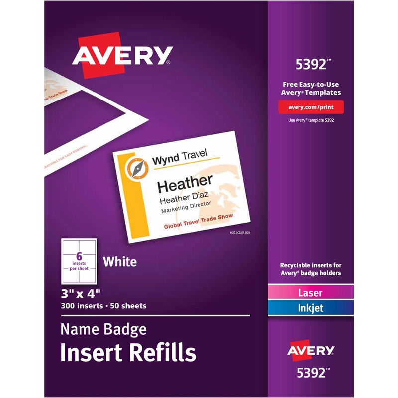 Avery Laser/Inkjet Badge Insert Refills – AVE5392