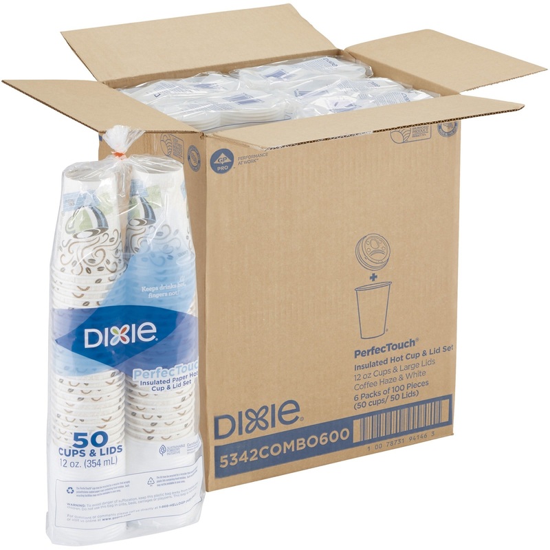 Dixie PerfecTouch Insulated Hot Coffee Cup & Lid Sets by GP Pro – DXE5342COMBO6CT
