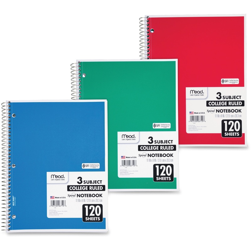 Mead 3-Subject Wire-bound Notebook – Letter-size – MEA06710