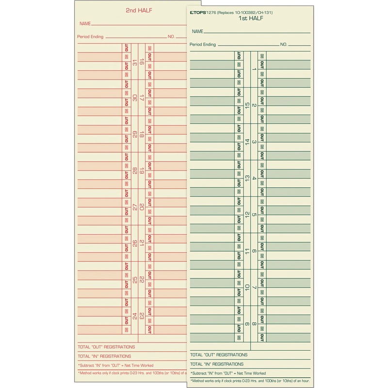 TOPS Semi-Monthly Time Cards – TOP1276