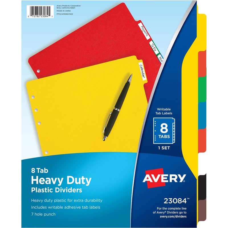 Avery Plastic Tab Dividers w/ White Labels – AVE23084