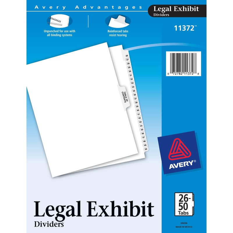 Avery Premium Collated Legal Exhibit Dividers with Table of Contents Tab – Avery Style – AVE11372