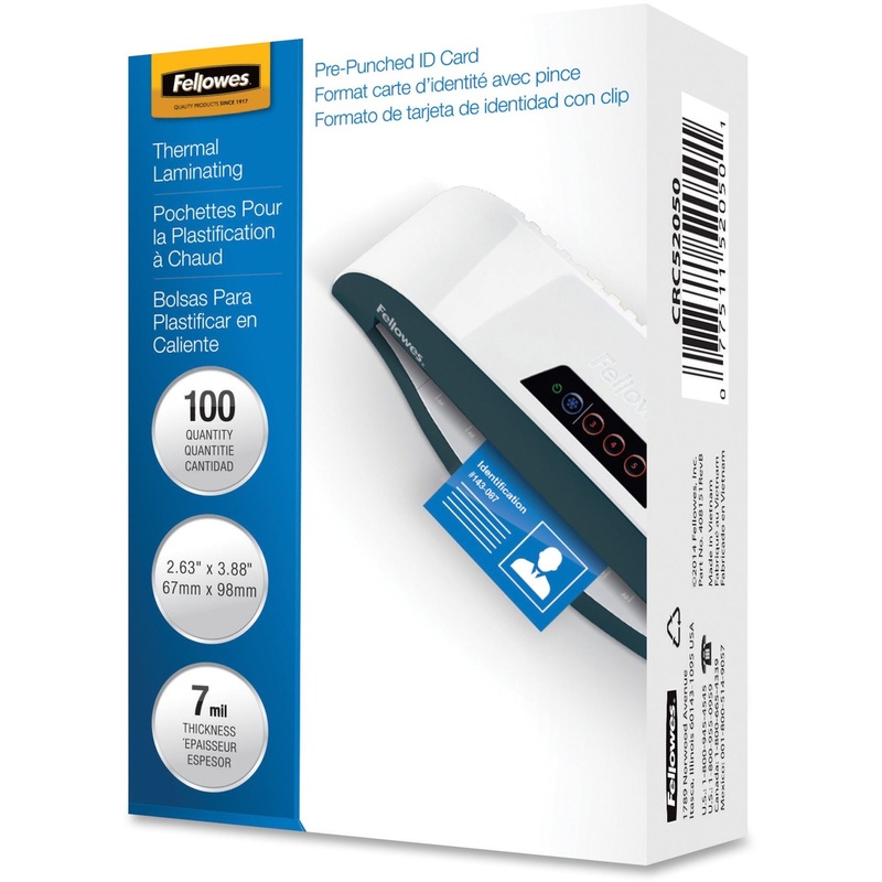 Fellowes Punched ID Card Glossy Thermal Laminating Pouches – FEL52050