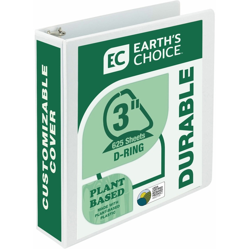 Samsill Earth’s Choice Plant-Based 3 Inch 3 Ring View Binder – White – SAM16987