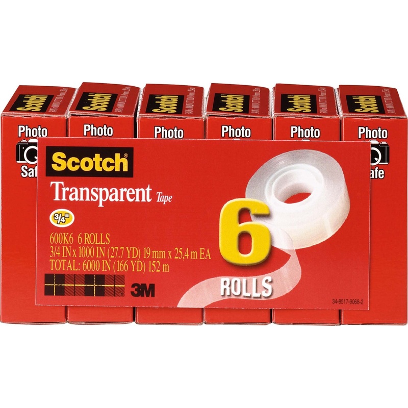 Scotch Transparent Tape – 3/4W – MMM600K6