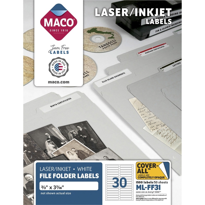 Maco Assorted Laser/Inkjet File Folder Labels – MACMLFF31