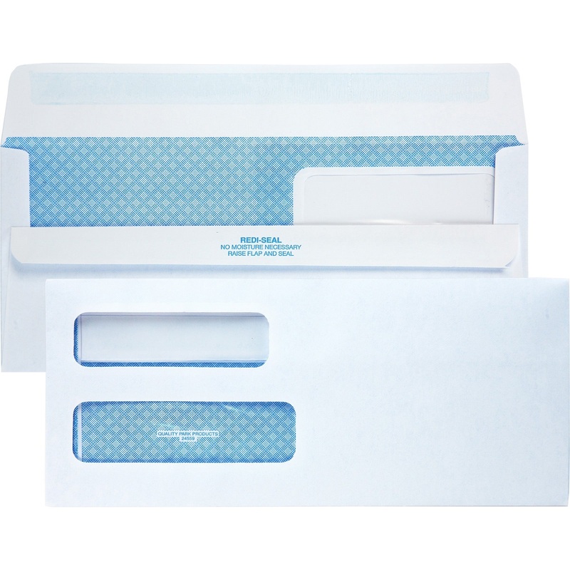 Quality Park No. 10 Double Window Security Tint Business Envelopes with Self-Seal Closure – QUA24559