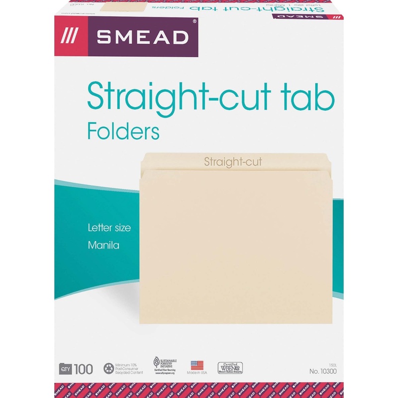 Smead Straight Tab Cut Letter Recycled Top Tab File Folder – SMD10300
