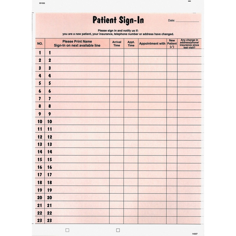 Tabbies Patient Sign-In Label Forms – TAB14530